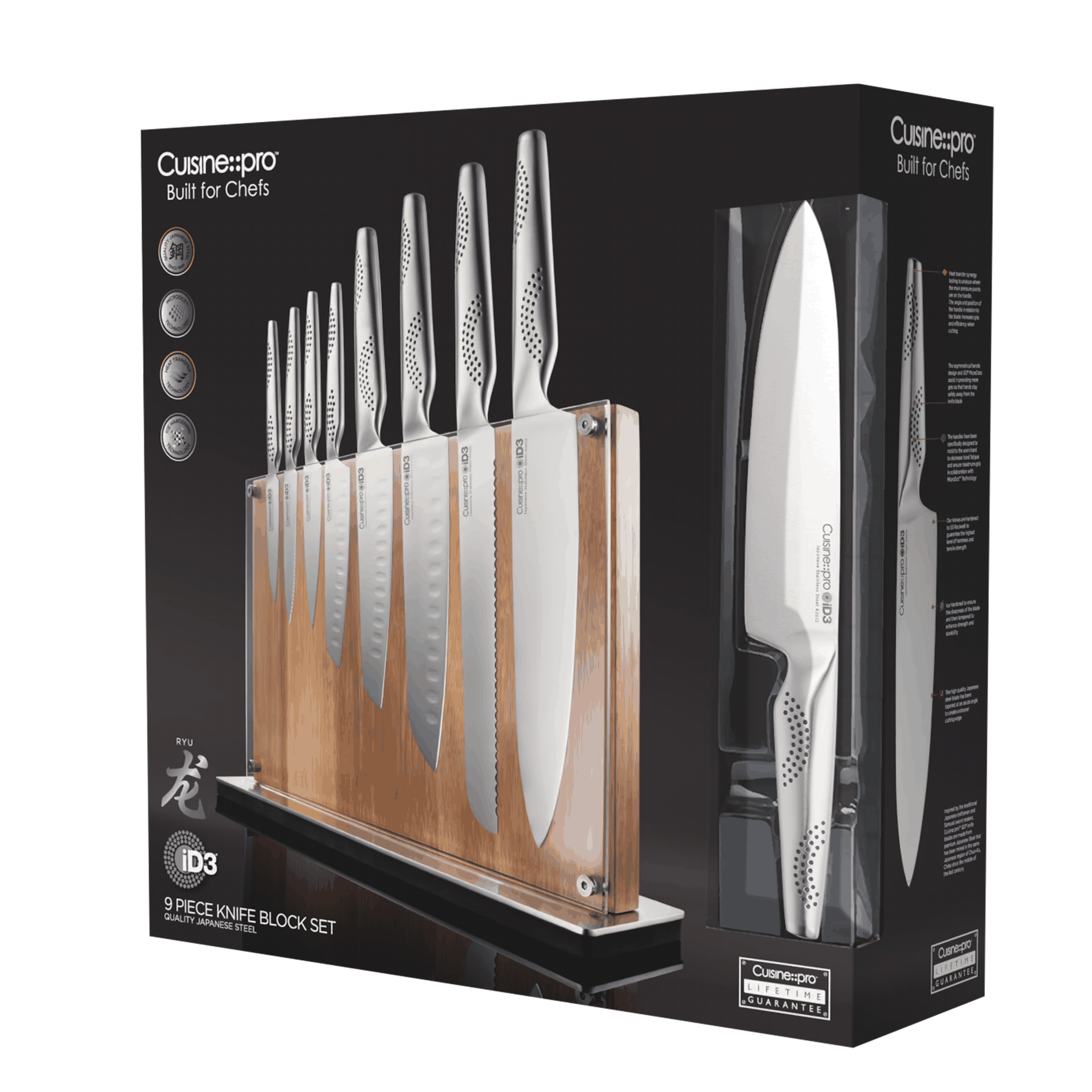 Bloc de couteaux 9 pièces Ryu iD3®Cuisine::pro®