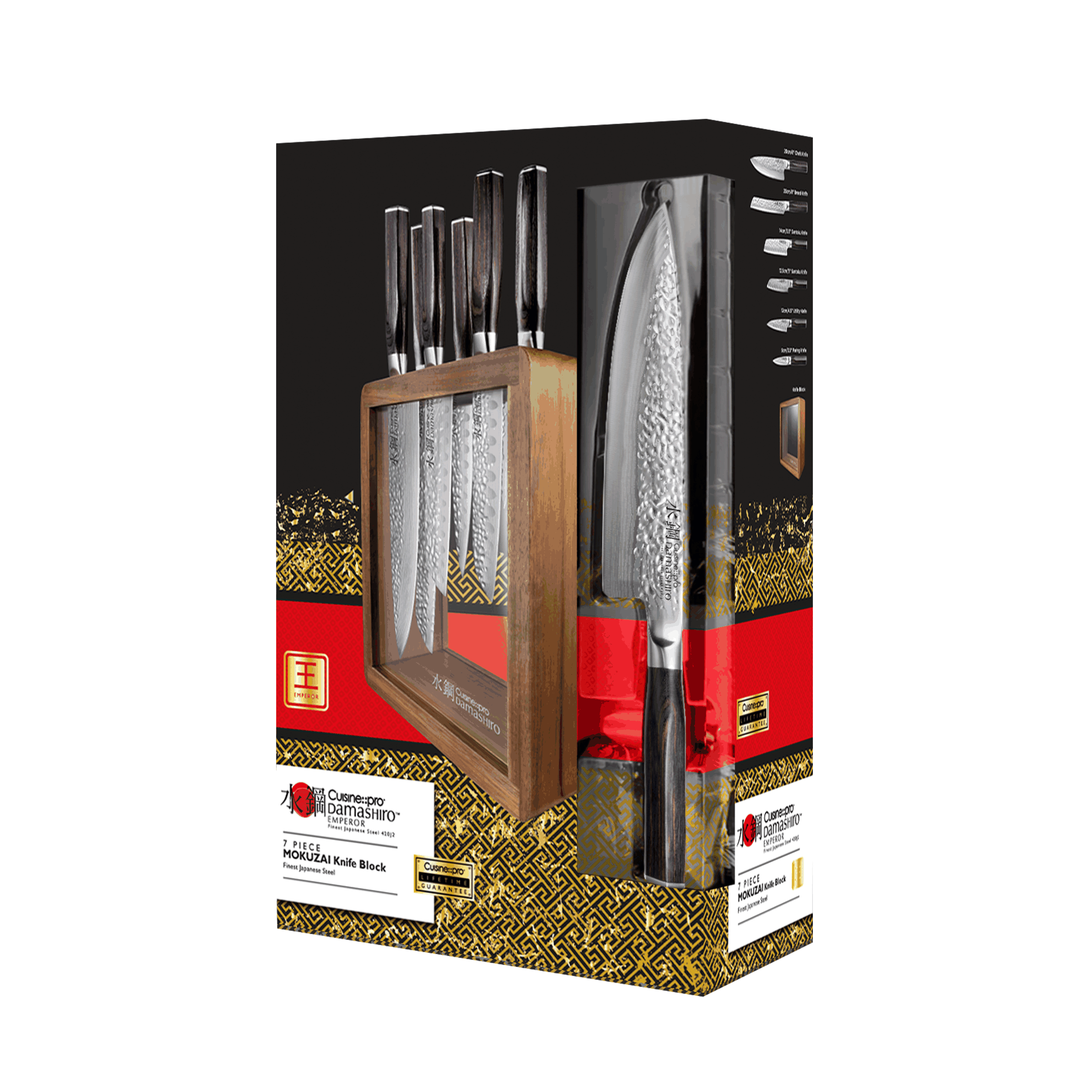 Bloc de couteaux 7 pièces Mokuzai Damashiro EMPEROR®Cuisine::pro®