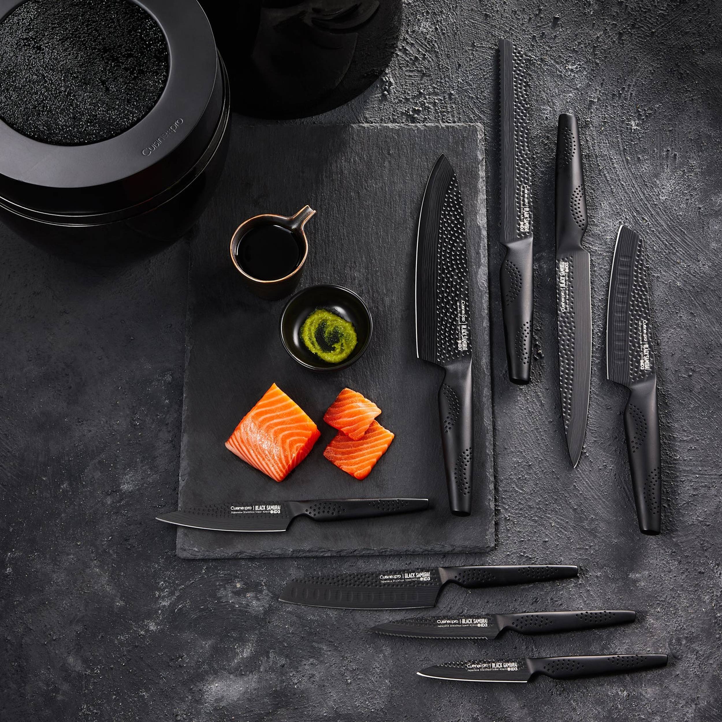 Bloc de couteaux 9 pièces The Egg noir BLACK SAMURAI™ iD3®Cuisine::pro®