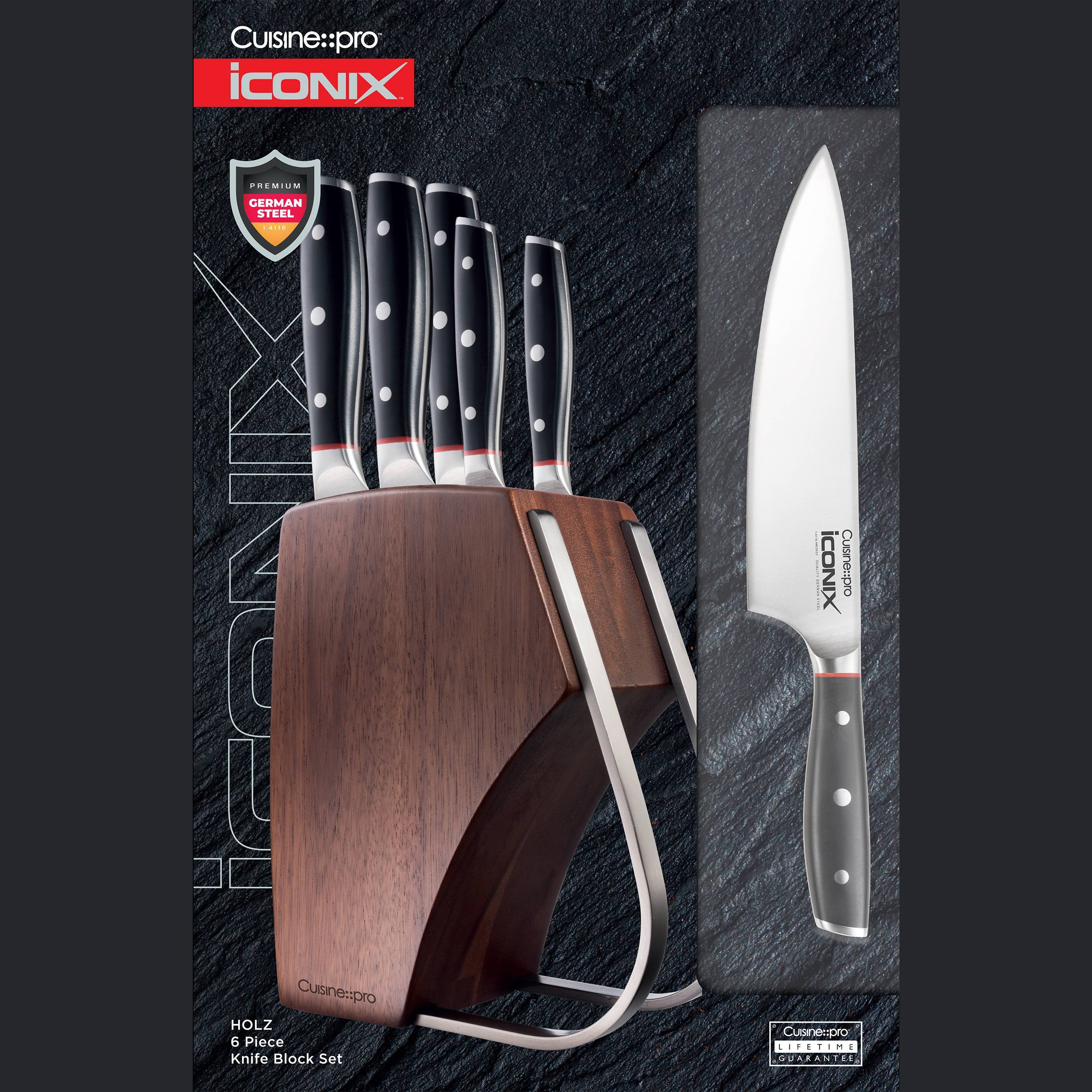 Bloc de couteaux 6 pièces Holz iconiX®Cuisine::pro®