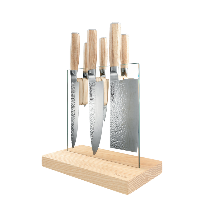Bloc de couteaux 7 pièces Hikari Damashiro EMPEROR® en frêneCuisine::pro®