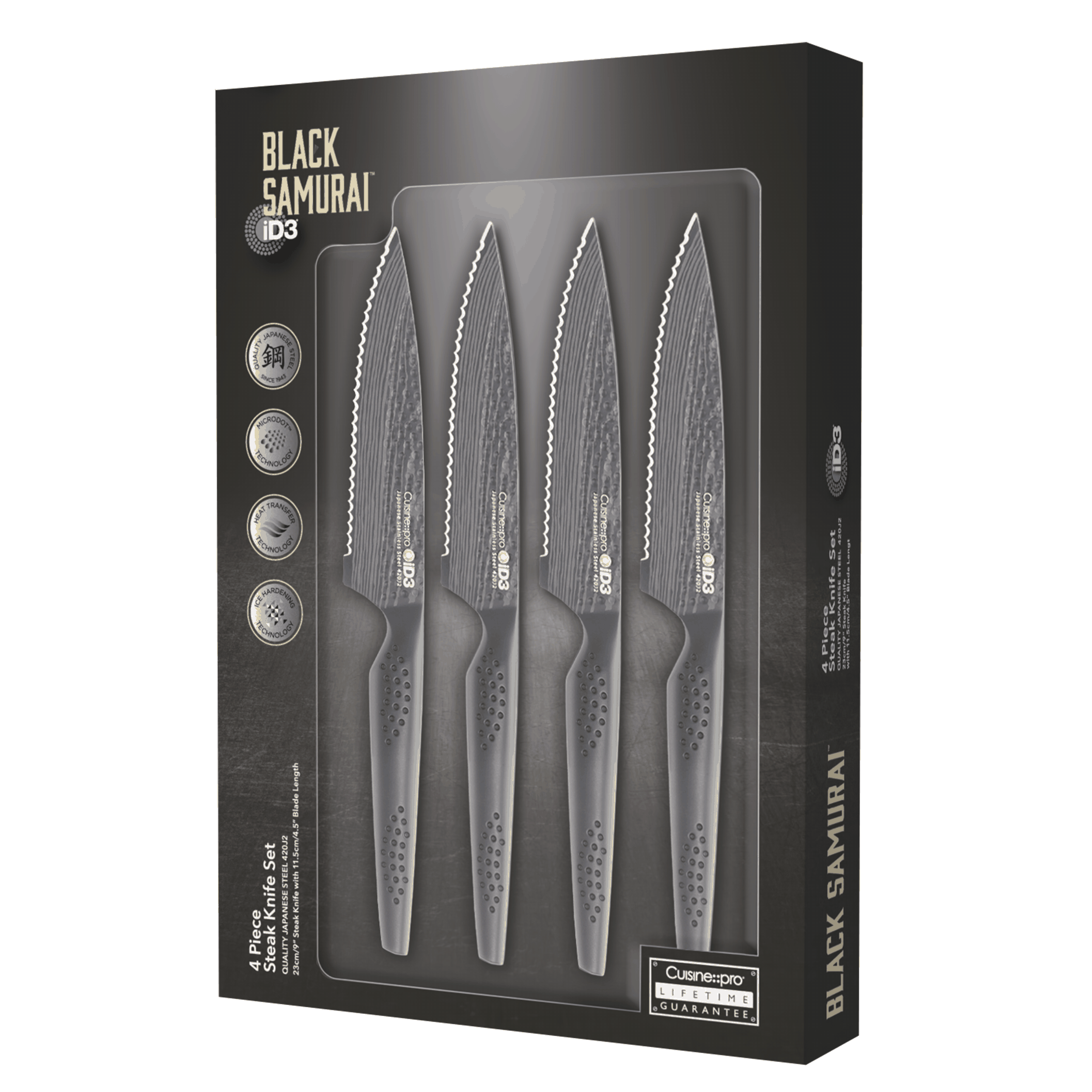 Cuisine::pro® iD3 BLACK SAMURAI™ 4-Piece Steak Knife Set