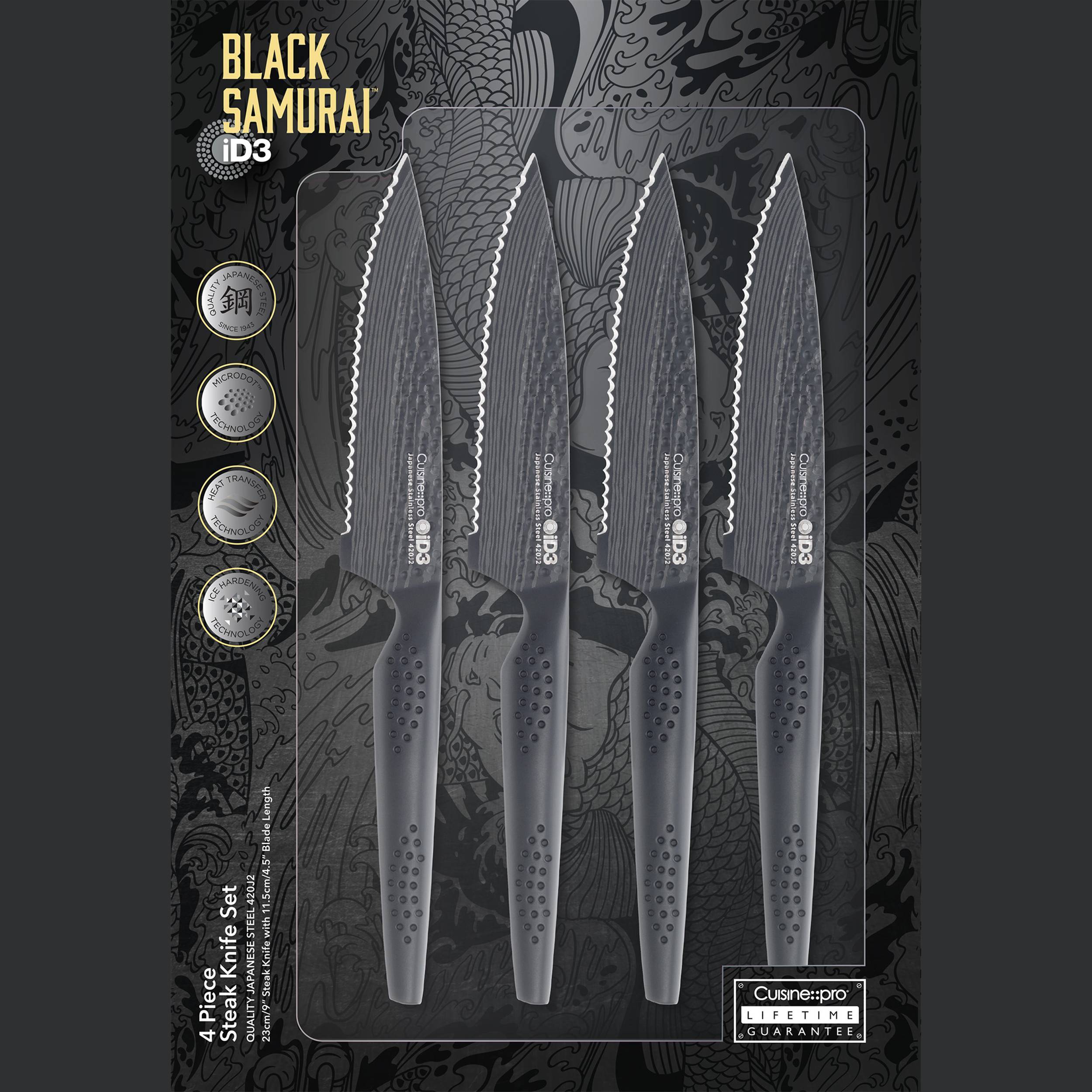 Cuisine::pro® iD3 BLACK SAMURAI™ 4-Piece Steak Knife Set