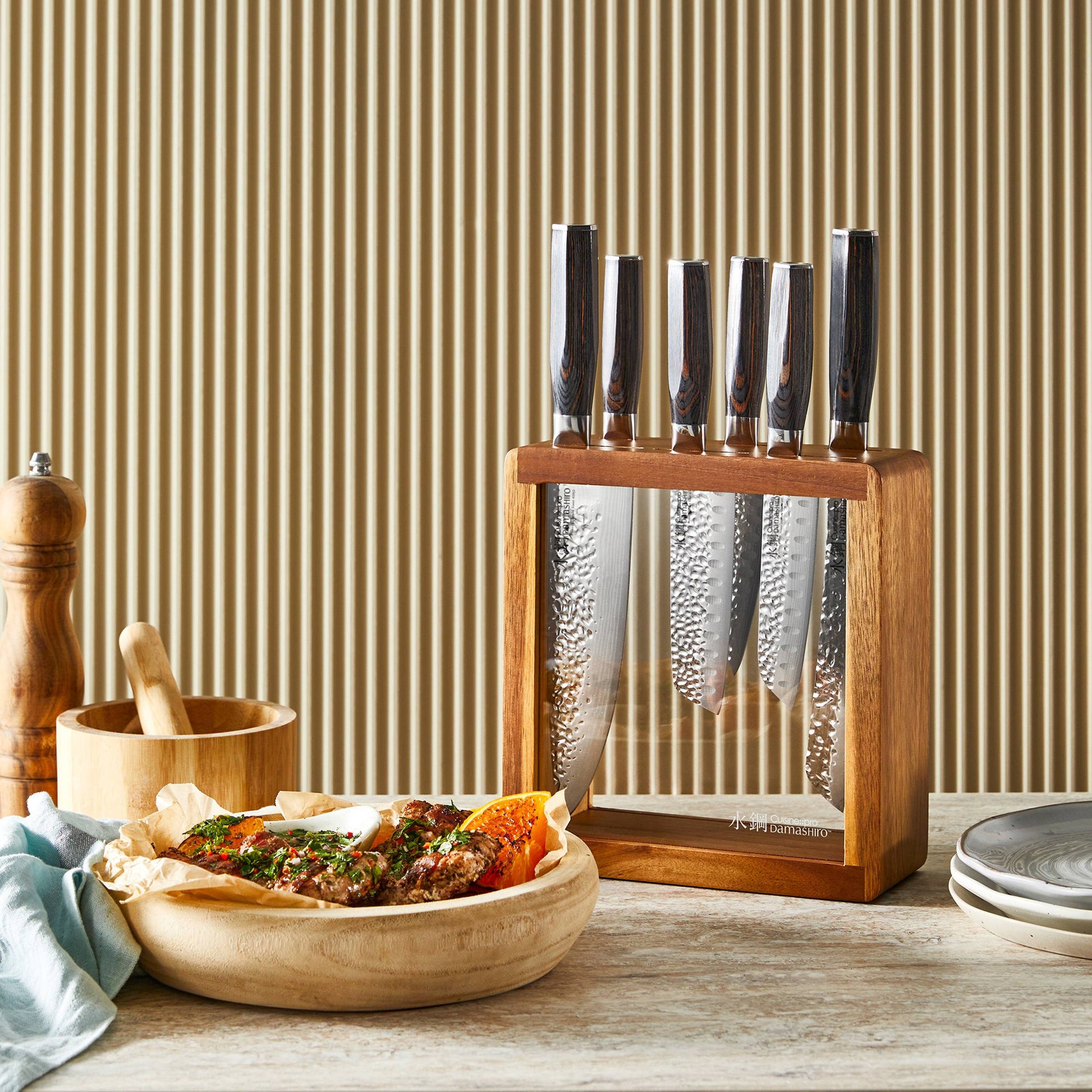 Bloc de couteaux 7 pièces Mokuzai Damashiro EMPEROR®Cuisine::pro®