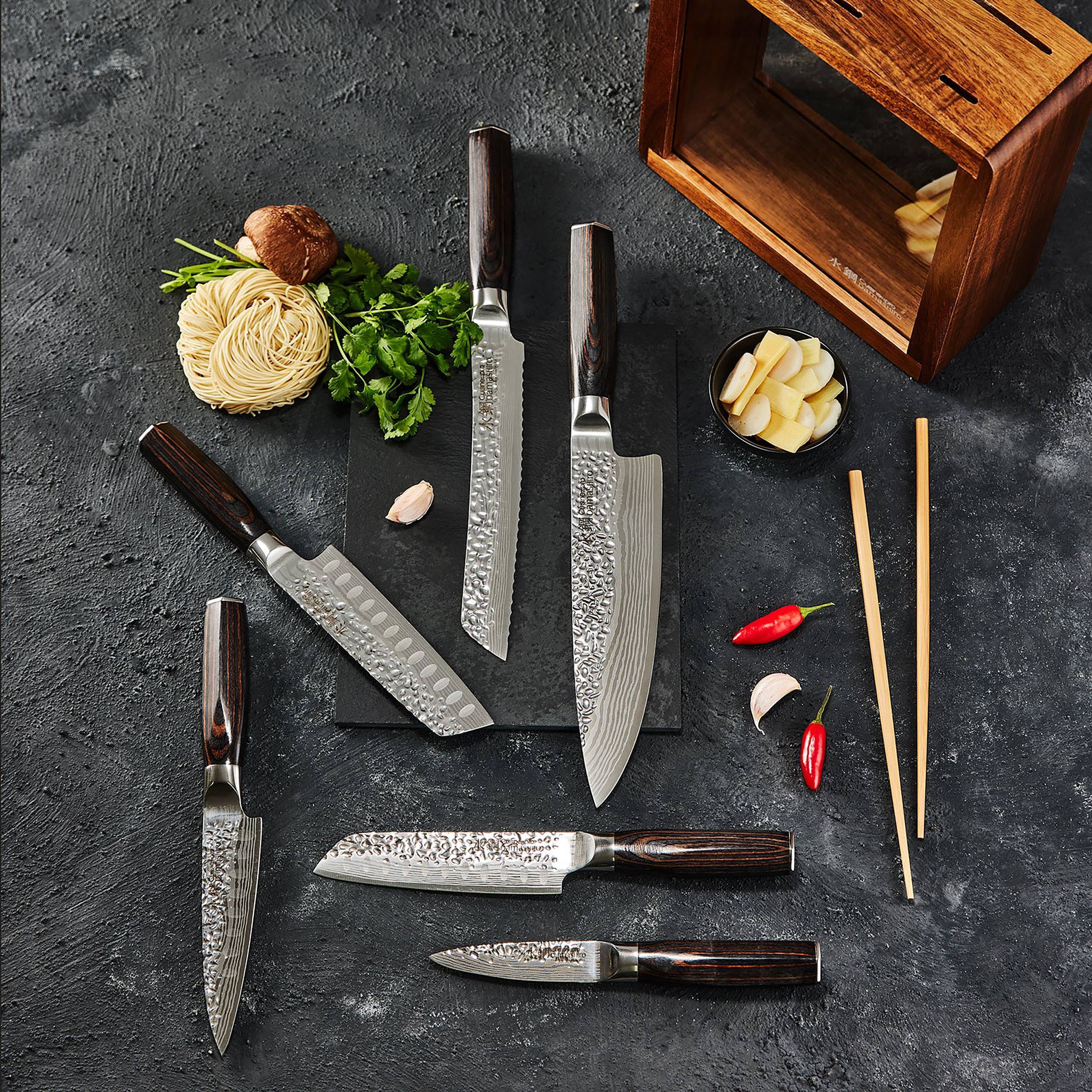 Bloc de couteaux 7 pièces Mokuzai Damashiro EMPEROR®Cuisine::pro®