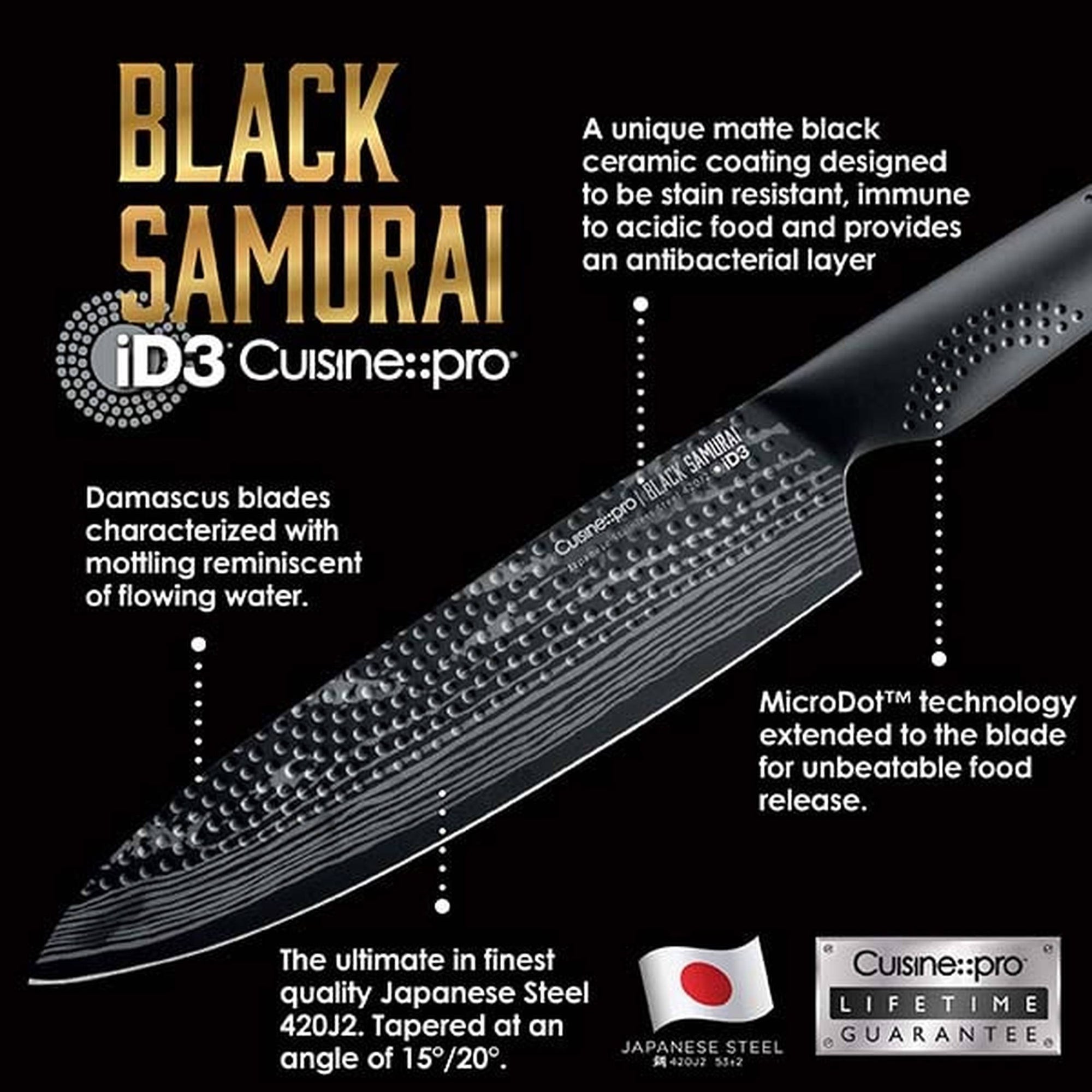 Bloc de couteaux 7 pièces Sakai iD3 BLACK SAMURAI™Cuisine::pro®