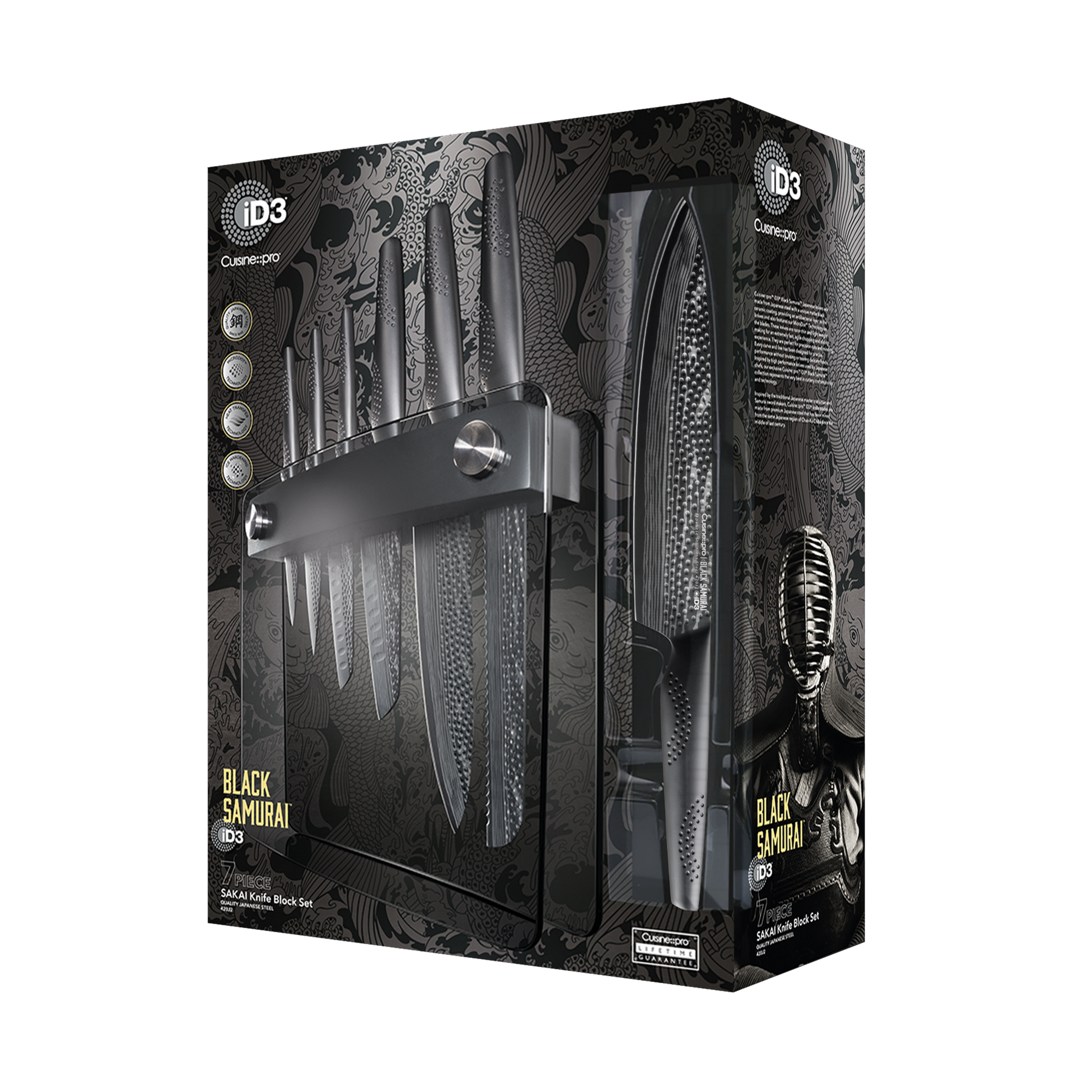 Bloc de couteaux 7 pièces Sakai iD3 BLACK SAMURAI™Cuisine::pro®