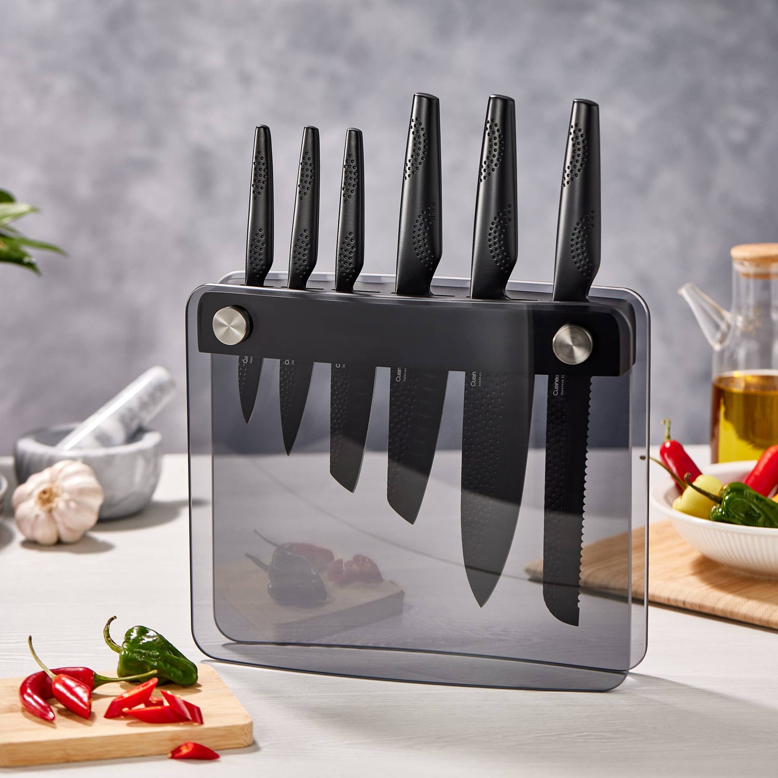 BLACK SAMURAI™ Sakai Knife Set - 7 Piece Block – The Custom Chef