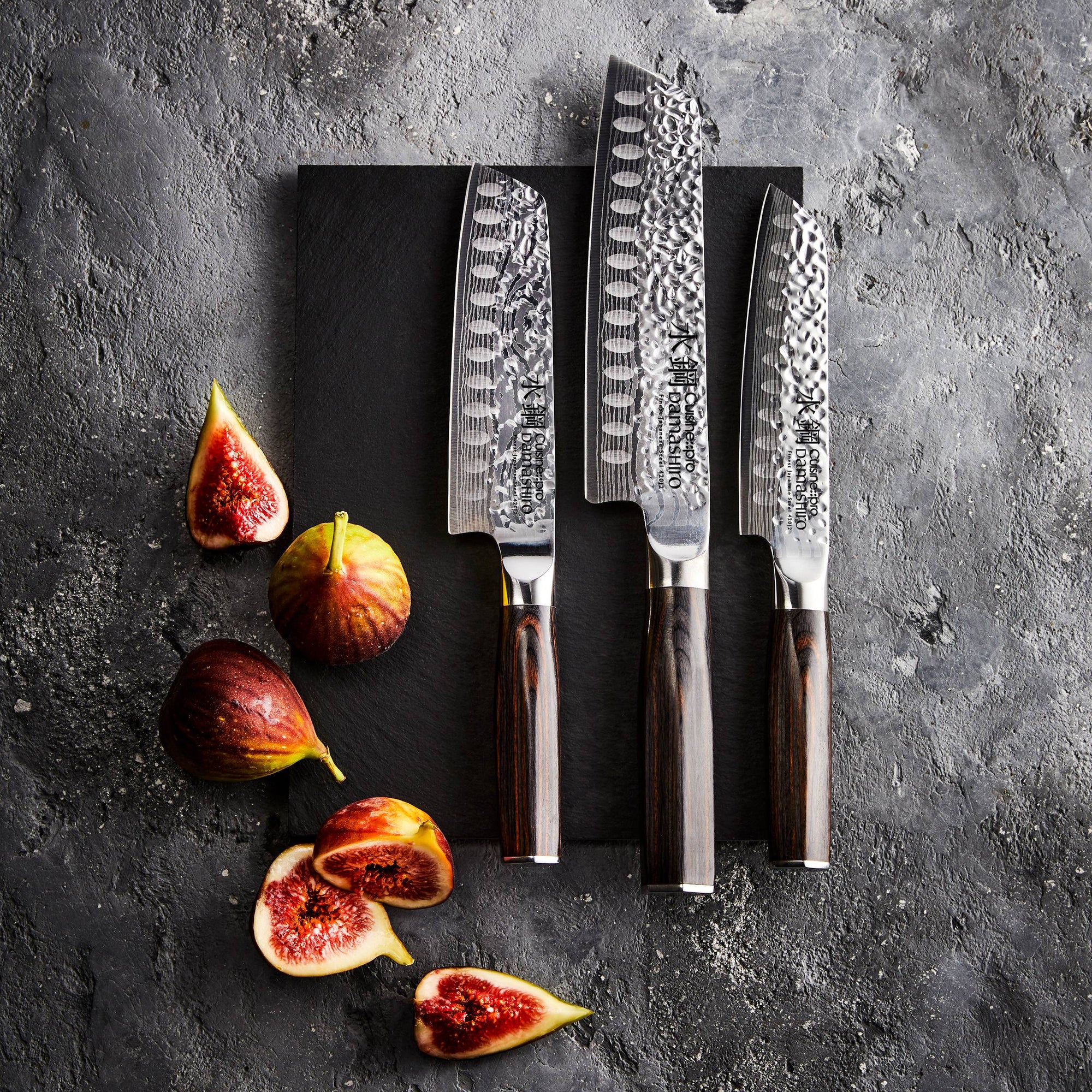 Ensemble de 3 couteaux Santoku Damashiro EMPEROR®Cuisine::pro®