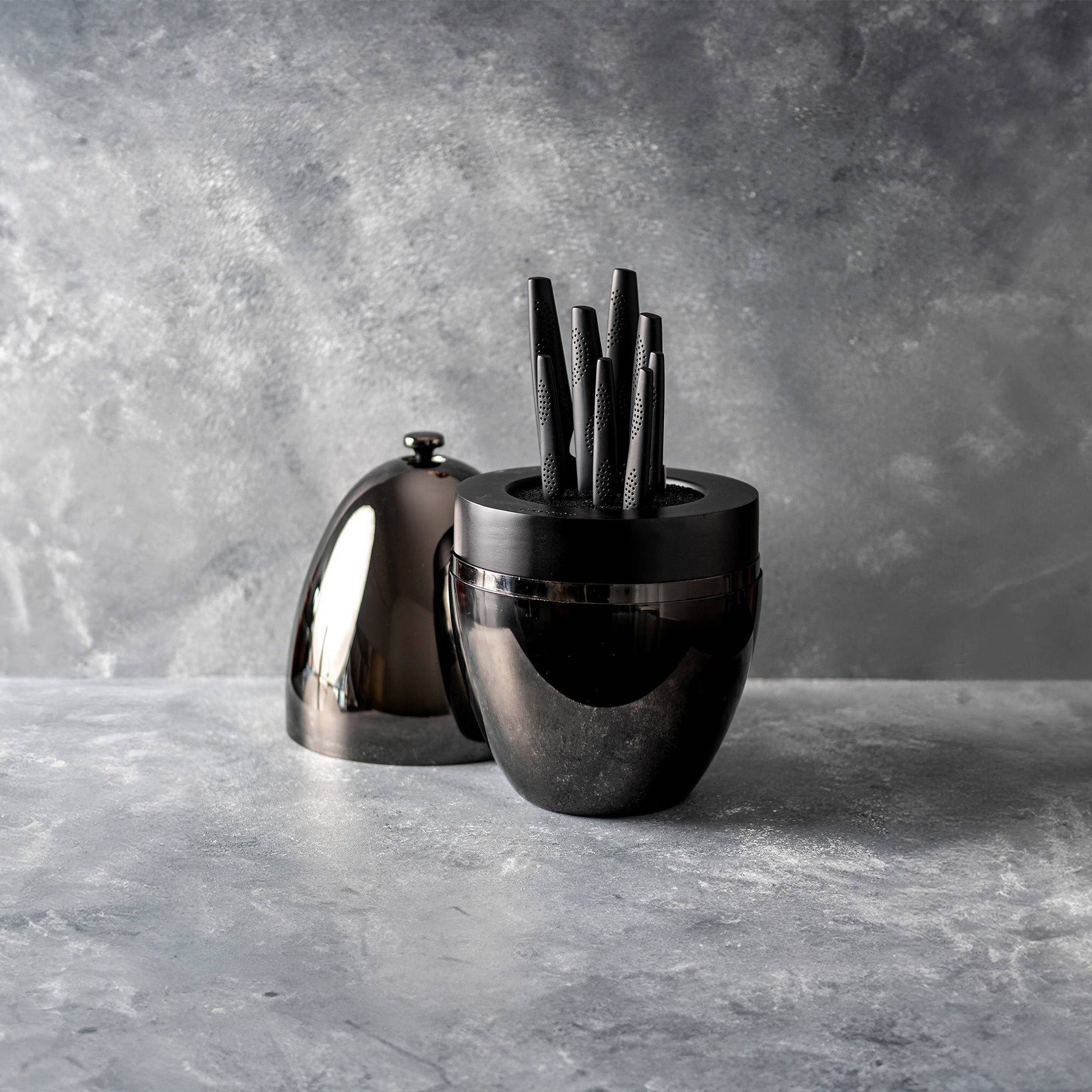 Bloc de couteaux 9 pièces The Egg noir BLACK SAMURAI™ iD3®Cuisine::pro®