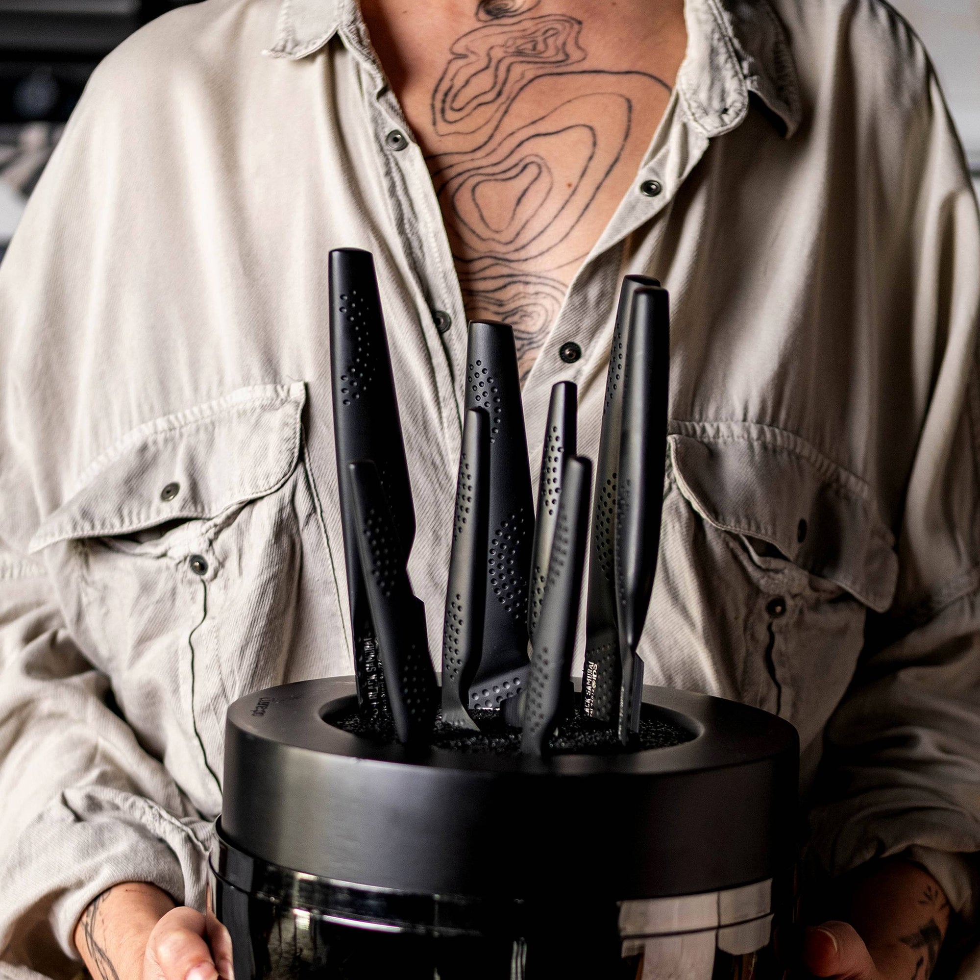 Bloc de couteaux 9 pièces The Egg noir BLACK SAMURAI™ iD3®Cuisine::pro®