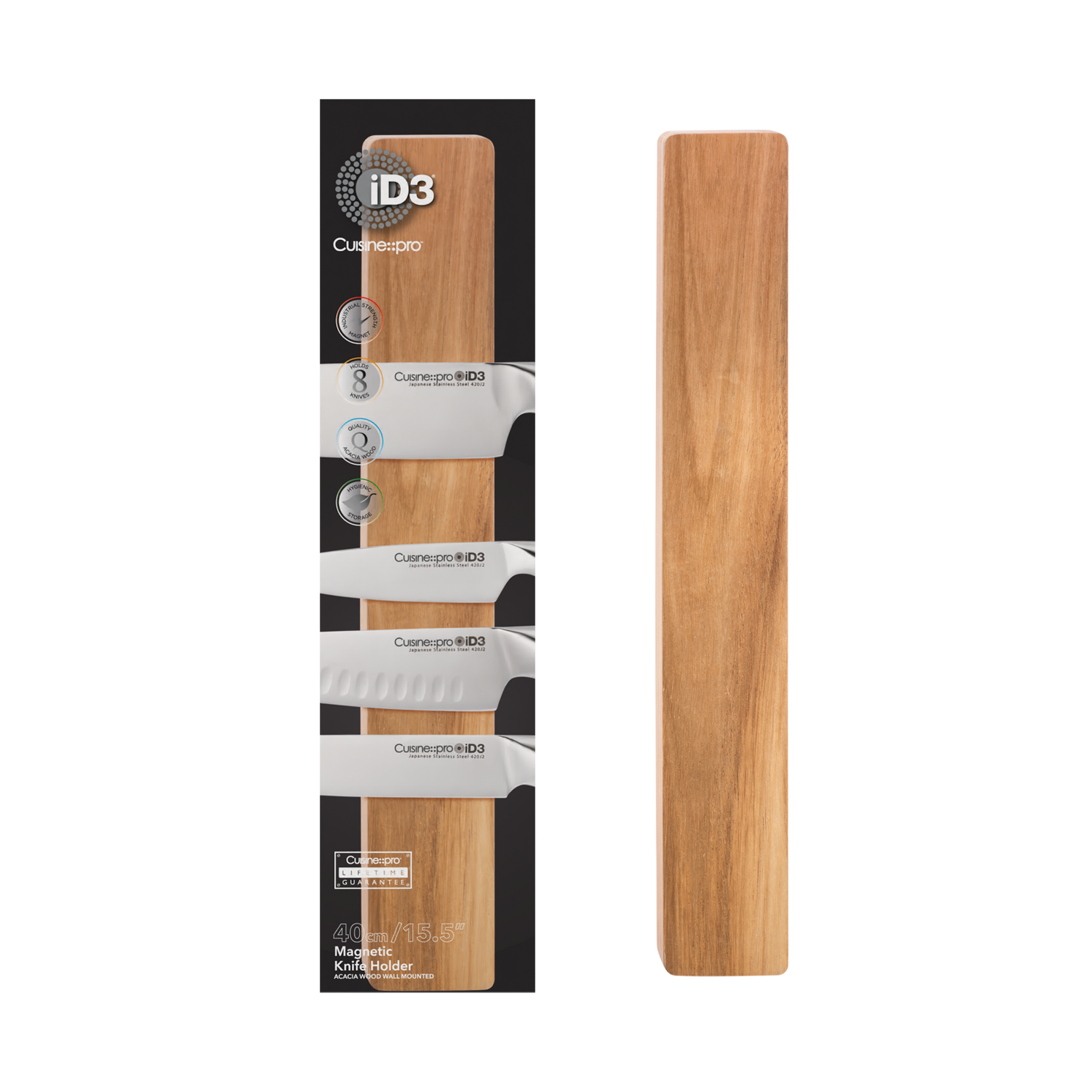 Cuisine::pro® iD3® Magnetic Acacia Wood Wall-Mounted Knife Holder
