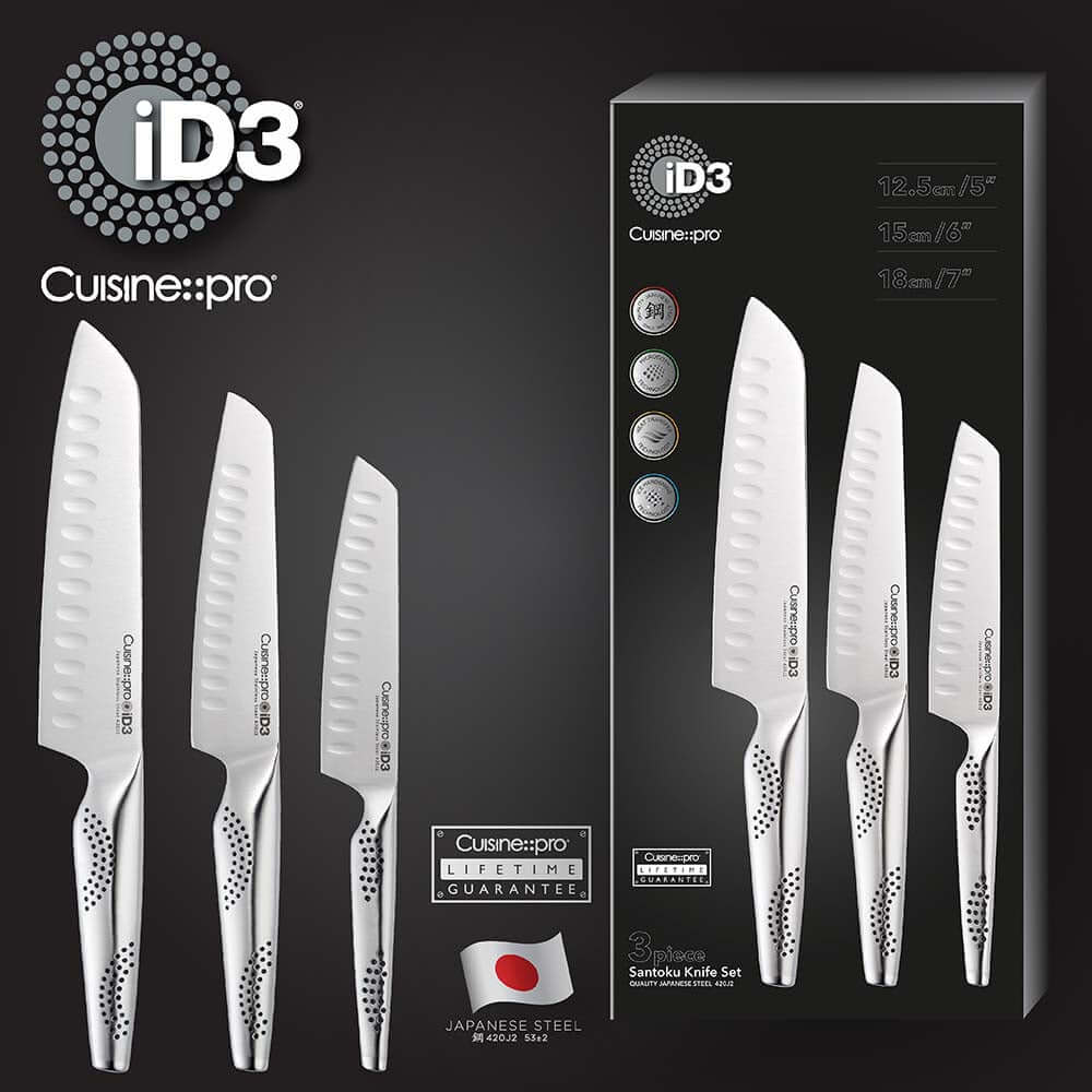 Ensemble de couteaux Santoku 3 pièces Cuisine::pro® iD3®