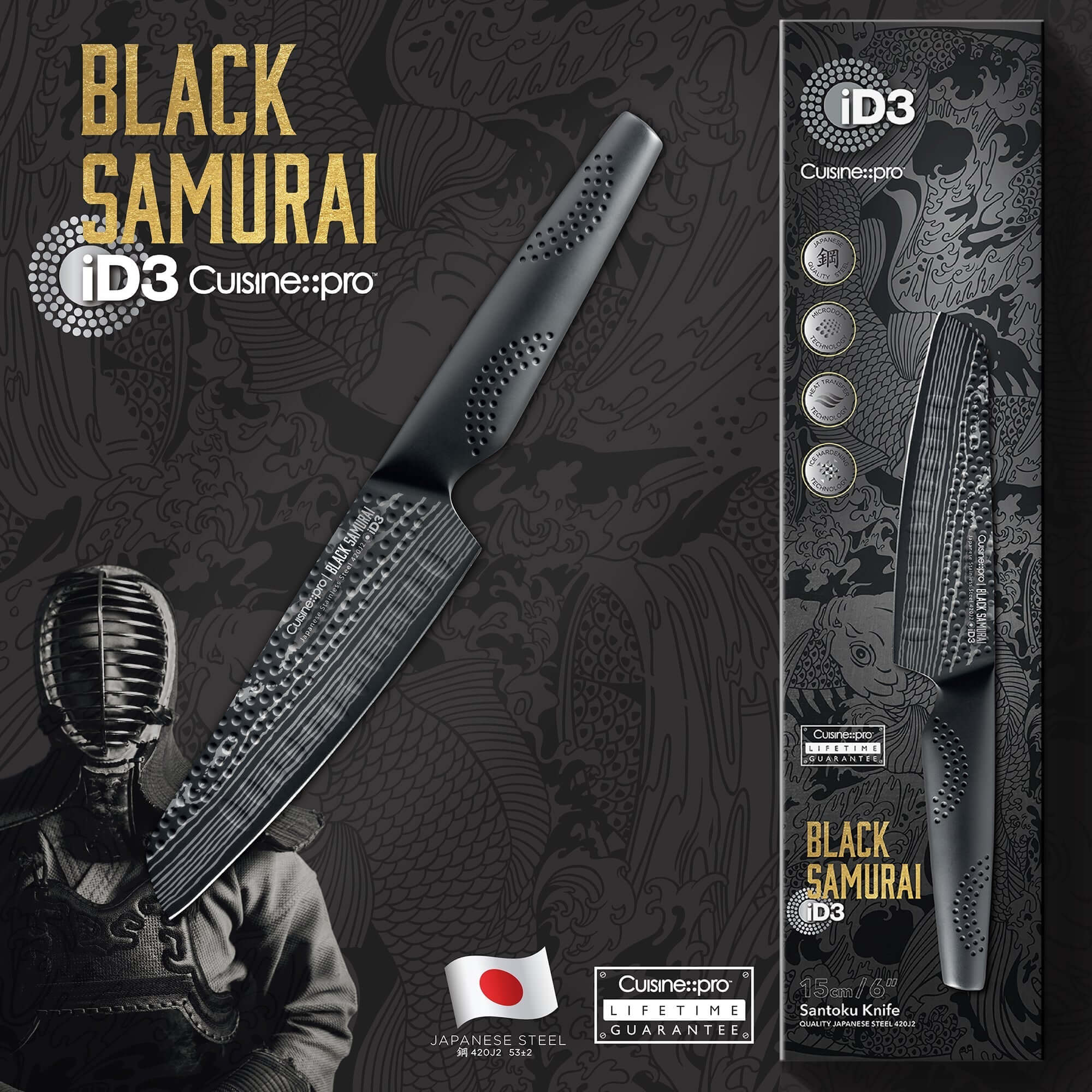 Cuisine::pro® iD3® BLACK SAMURAI™ Santoku Knife 15cm 6"