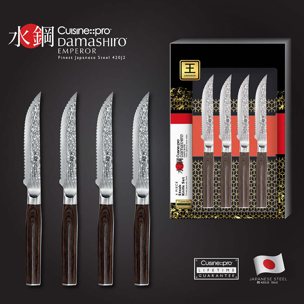 Cuisine::pro® Damashiro® EMPEROR Ensemble de 4 couteaux à steak 12,5 cm 5 po