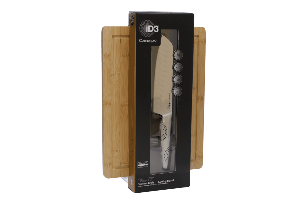 Cuisine::pro® iD3® Couteau Santoku 18 cm 7" et ensemble de planches 25,5 cm 10" x 35 cm 13,7"