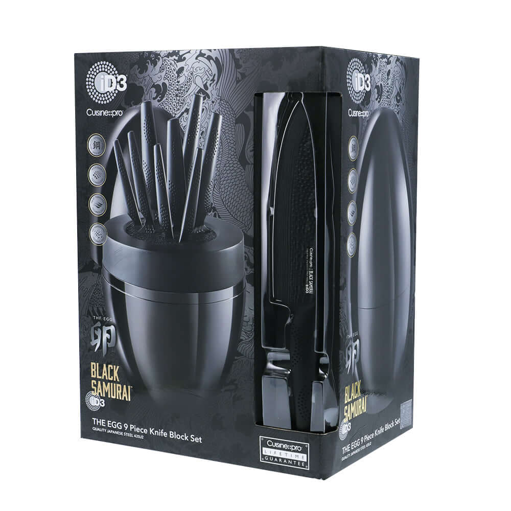 Cuisine::pro® iD3® BLACK SAMURAI™ THE EGG 9 Piece Knife Block