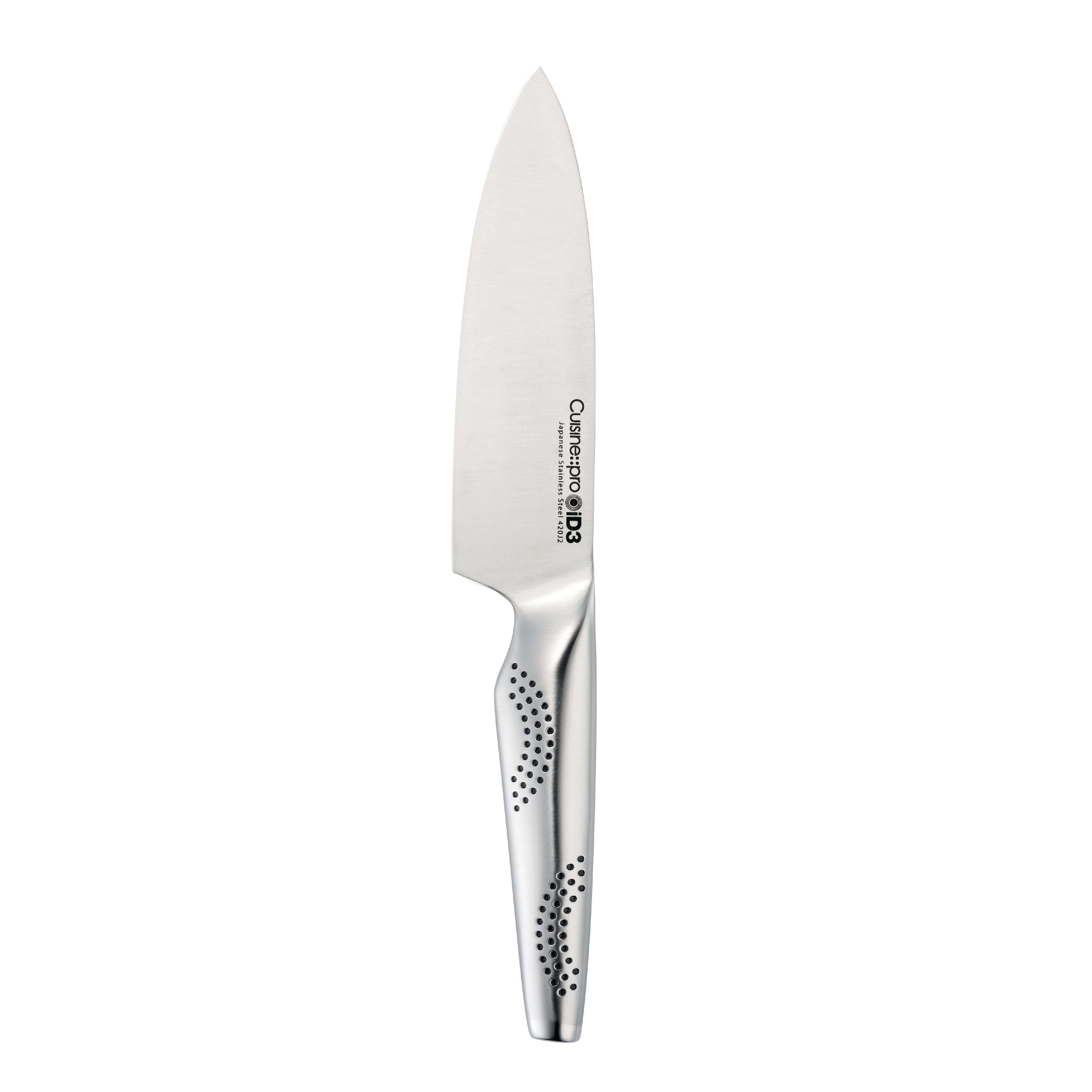 Cuisine::pro® iD3® Chefs Knife 6-inch made with Japanese Steel 420J2, featuring a curved blade for precise cuts.