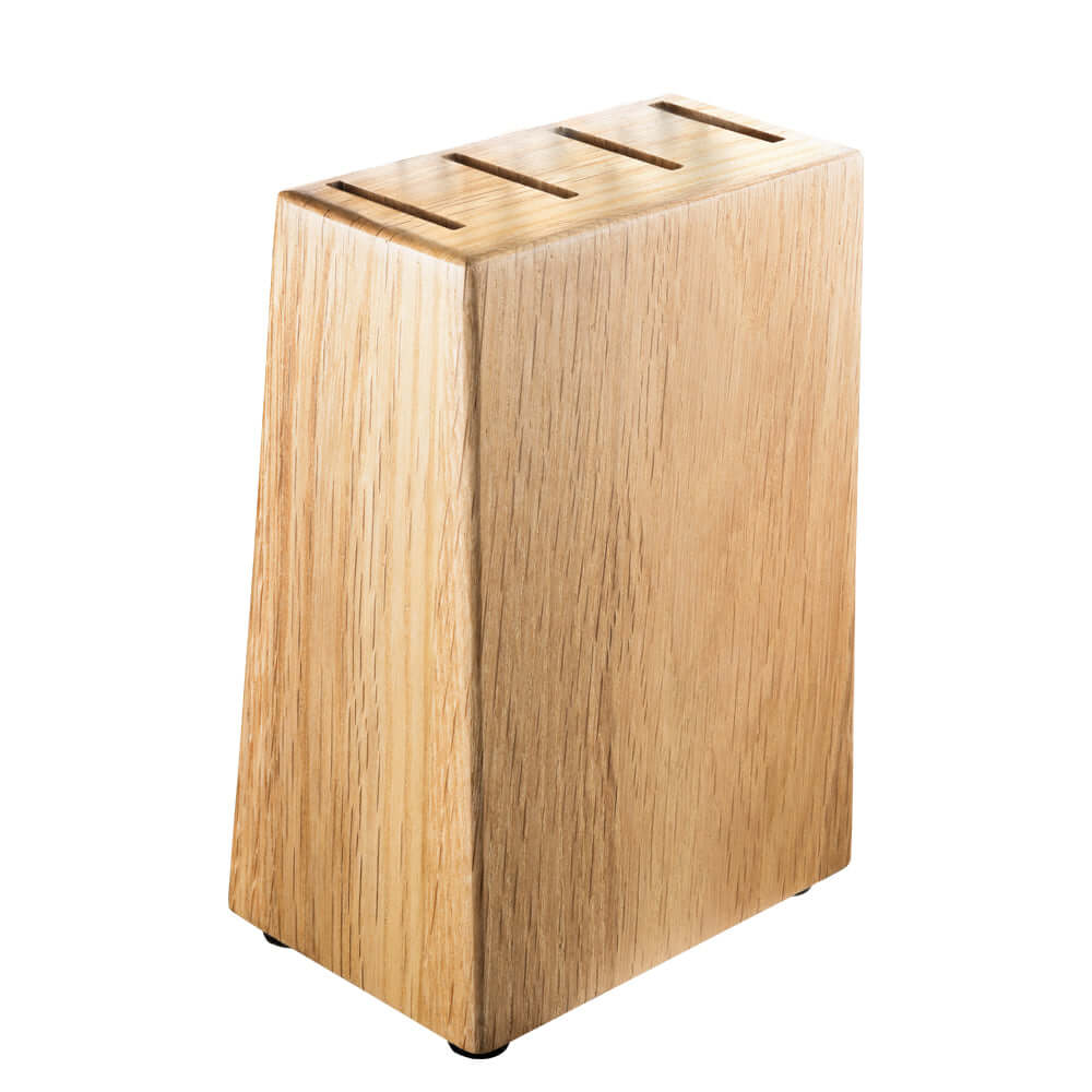 Cuisine::pro® UNIVERSAL Acacia Steak Knife Block by THE CUSTOM CHEF™, stylish storage solution for up to 4 steak knives, natural brown finish