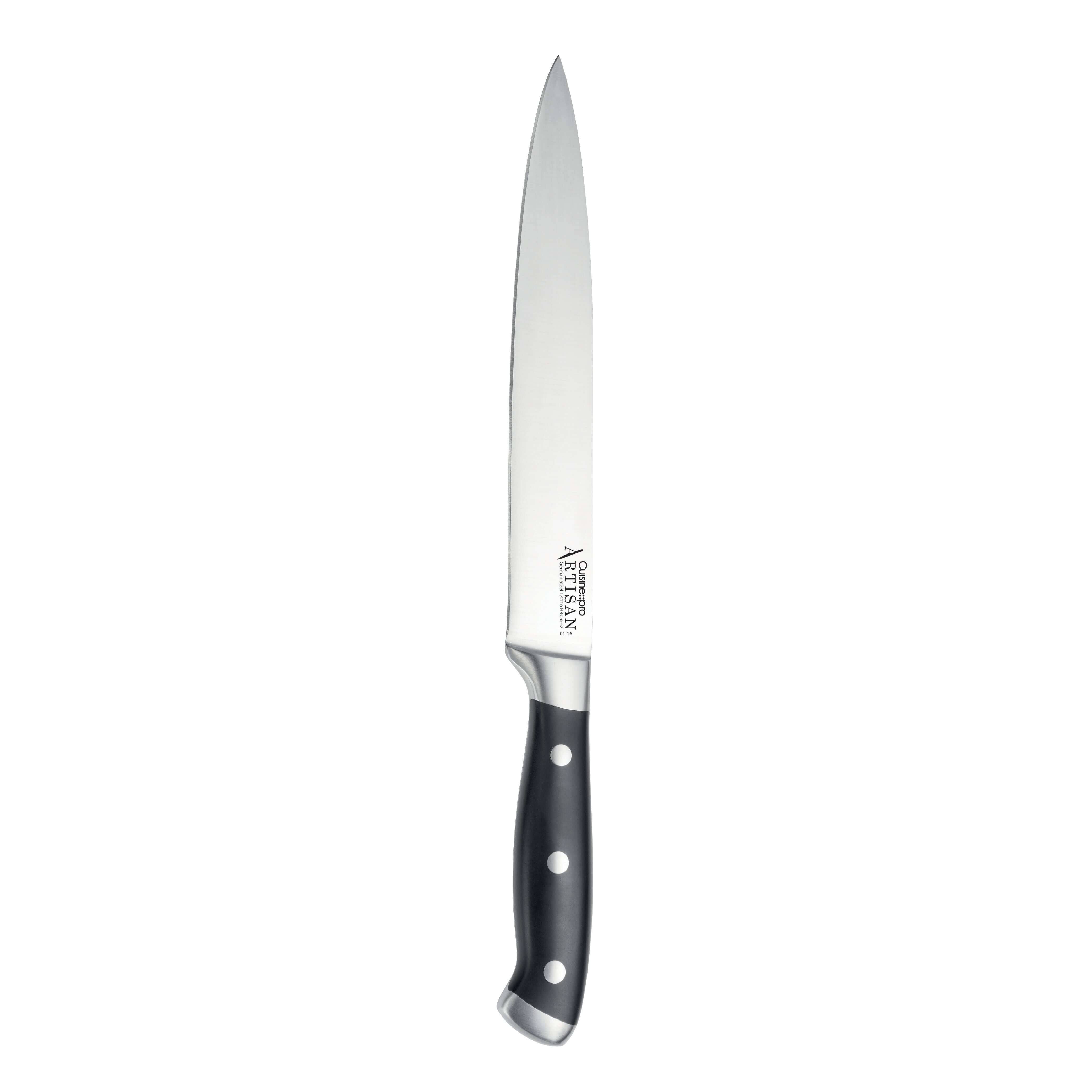 Cuisine::pro® Artisan™ Seto professional chef knife with precision blade and black handle, part of the 6 piece knife block set.